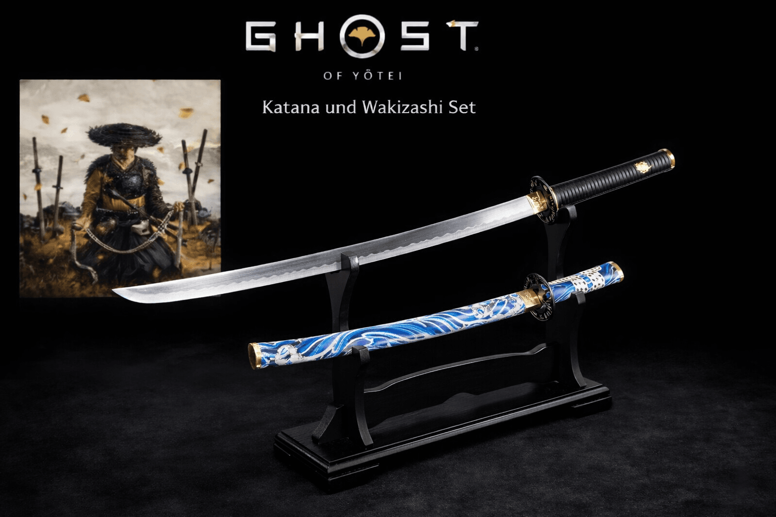 Ghost of Y?tei: "The Wolf's Daisho" – Katana & Wakizashi Set inkl. Doppelständer