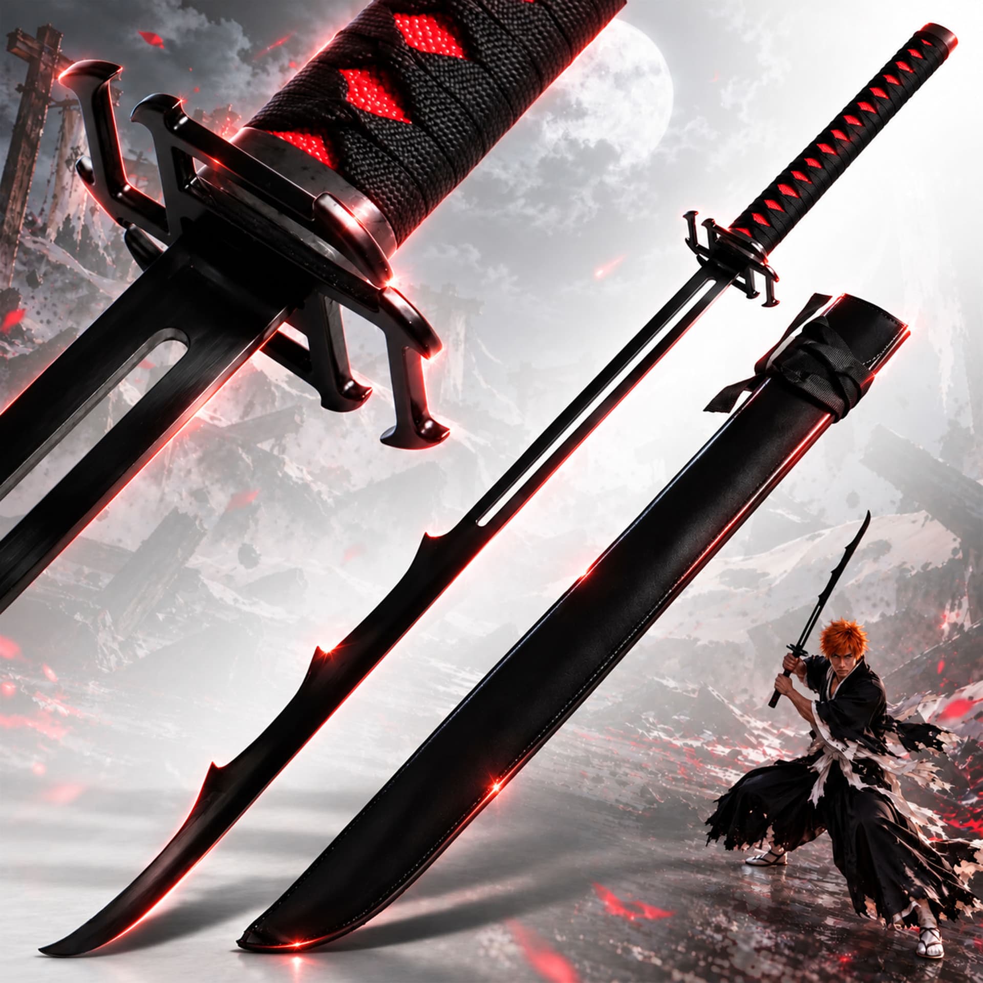 Bleach - Ichigo Shikai Cutting Moon Zangetsu Schwert