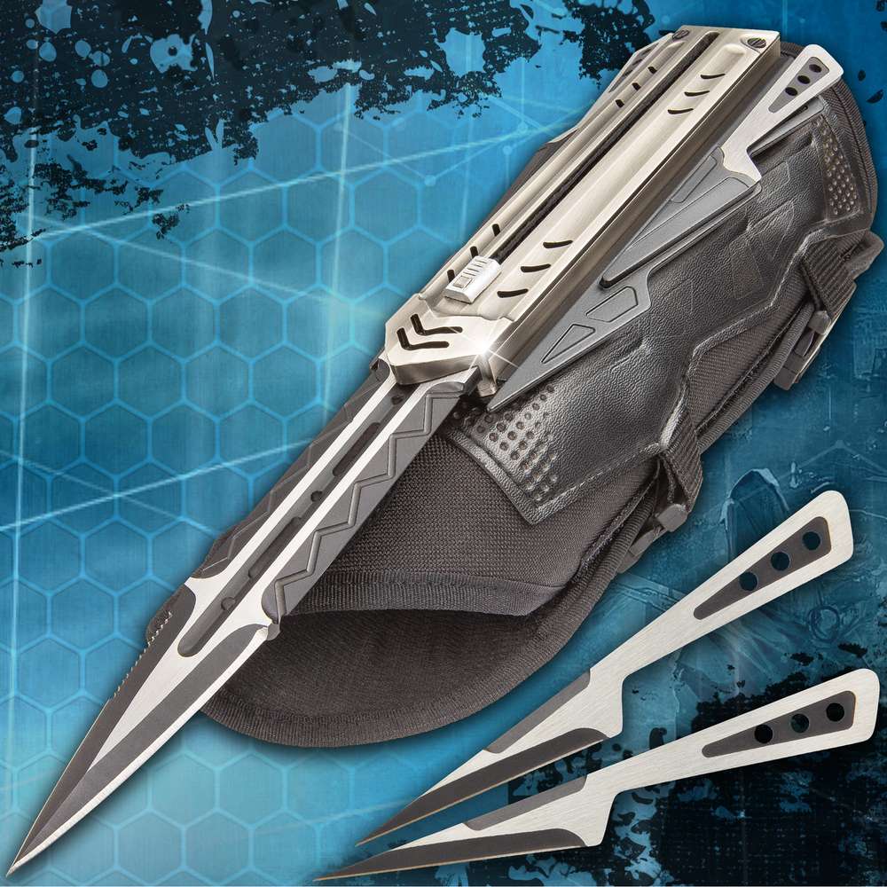 The Enforcer - Tactical Gauntlet with hidden blade and throwing knives