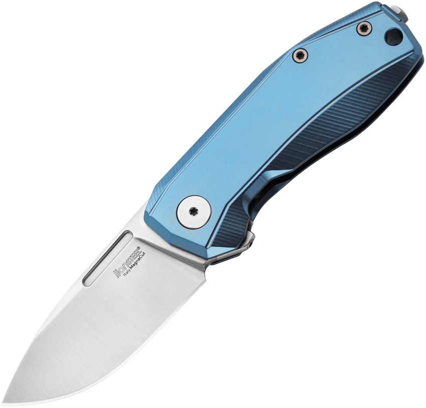 Nano Knife, CPM-MagnaCut Satin Drop Point Blade, Blue Titanium Handle