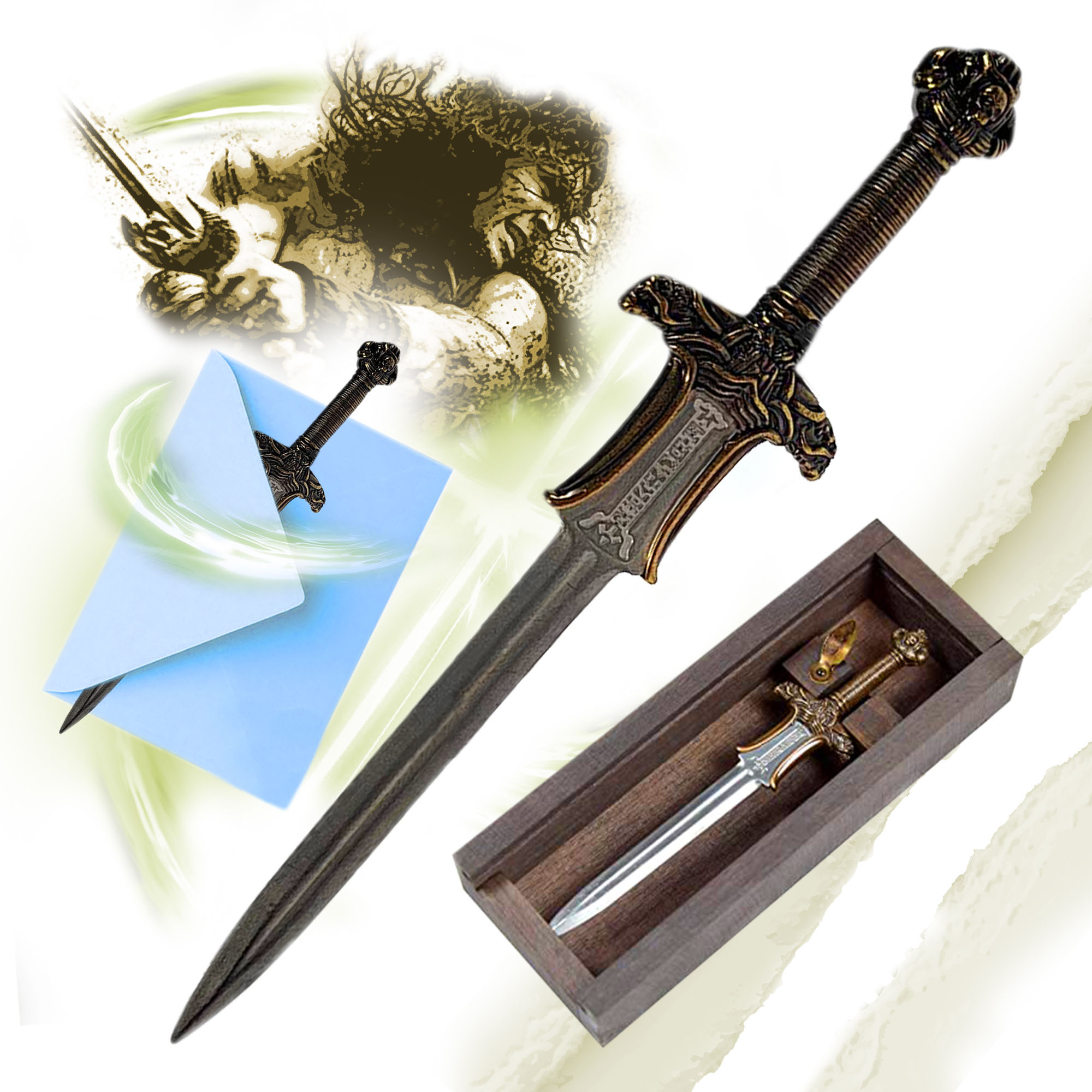Conan Miniature Atlantean Sword Letter Opener in wooden box