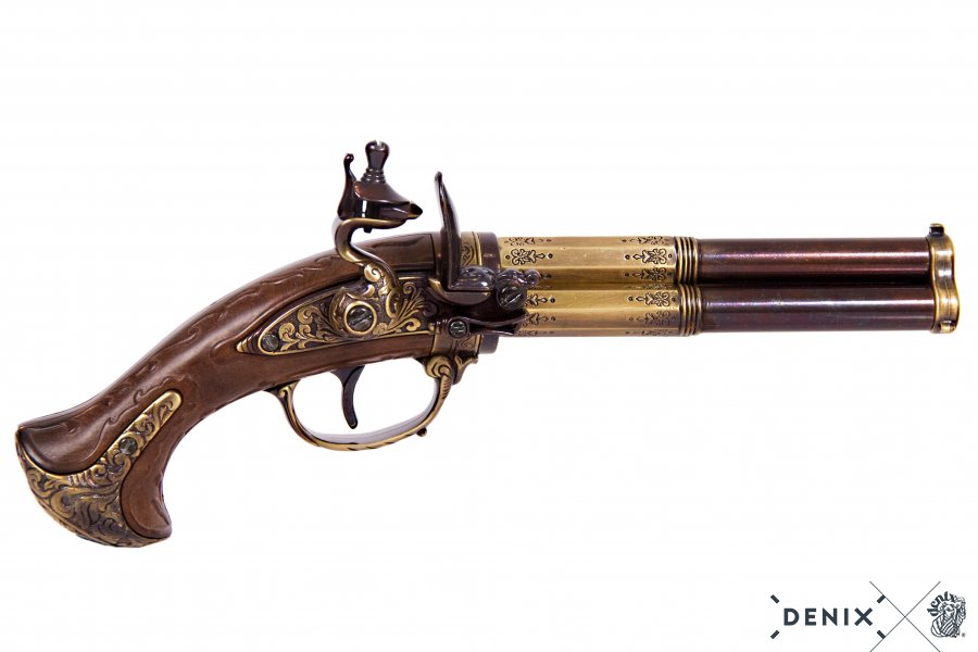 3 barrel flintlock pistol 18. century