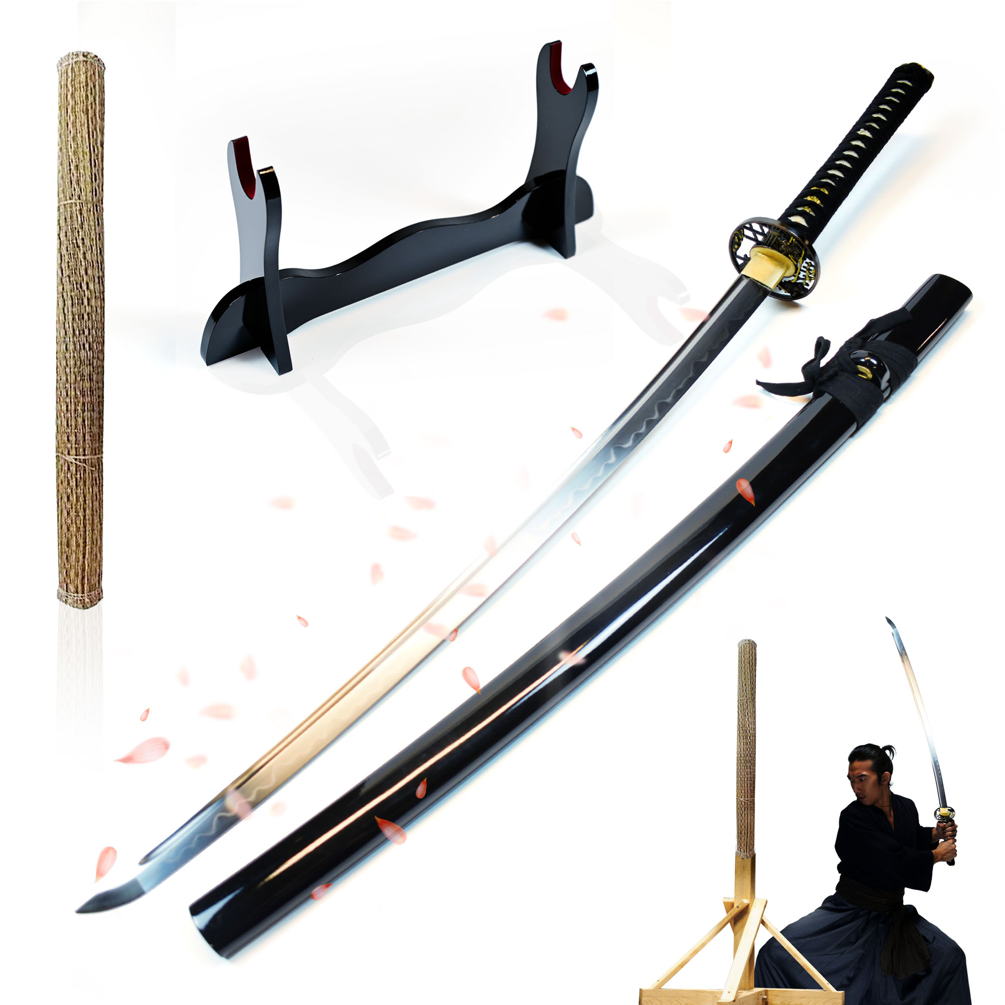 Miyamoto Musashi Komplettset (Katana, Ständer und Tatami Omote - einfache Qualität)
