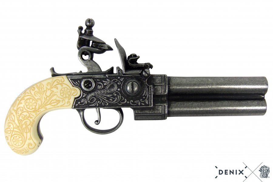 English flintlock pistol Twigg, gray, ivory handle, 18th century