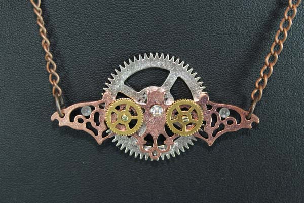 Steampunk Pendant with Necklace - Bat