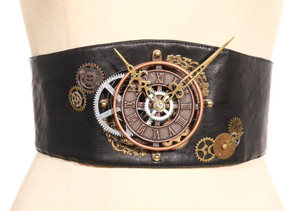 Steampunk Gürtel mit Uhr schwarz