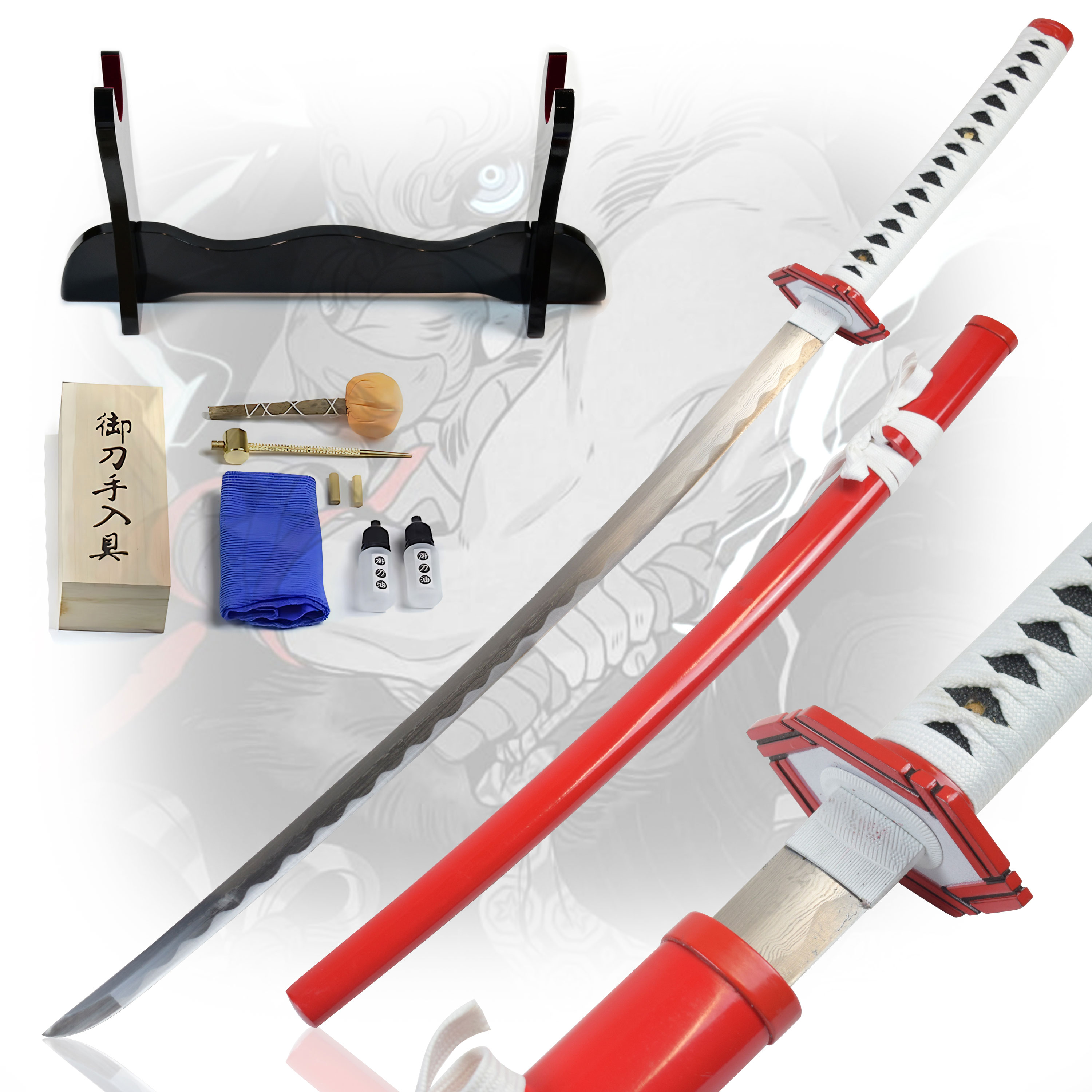 Demon Slayer: Kimetsu no Yaiba Tomioka Giyuu's Schwert - handgeschmiedet und gefaltet, Set