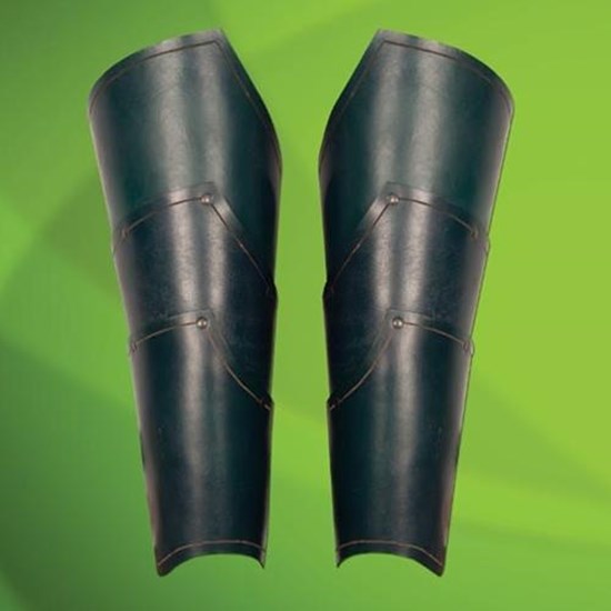 Elven Green Leather Greaves