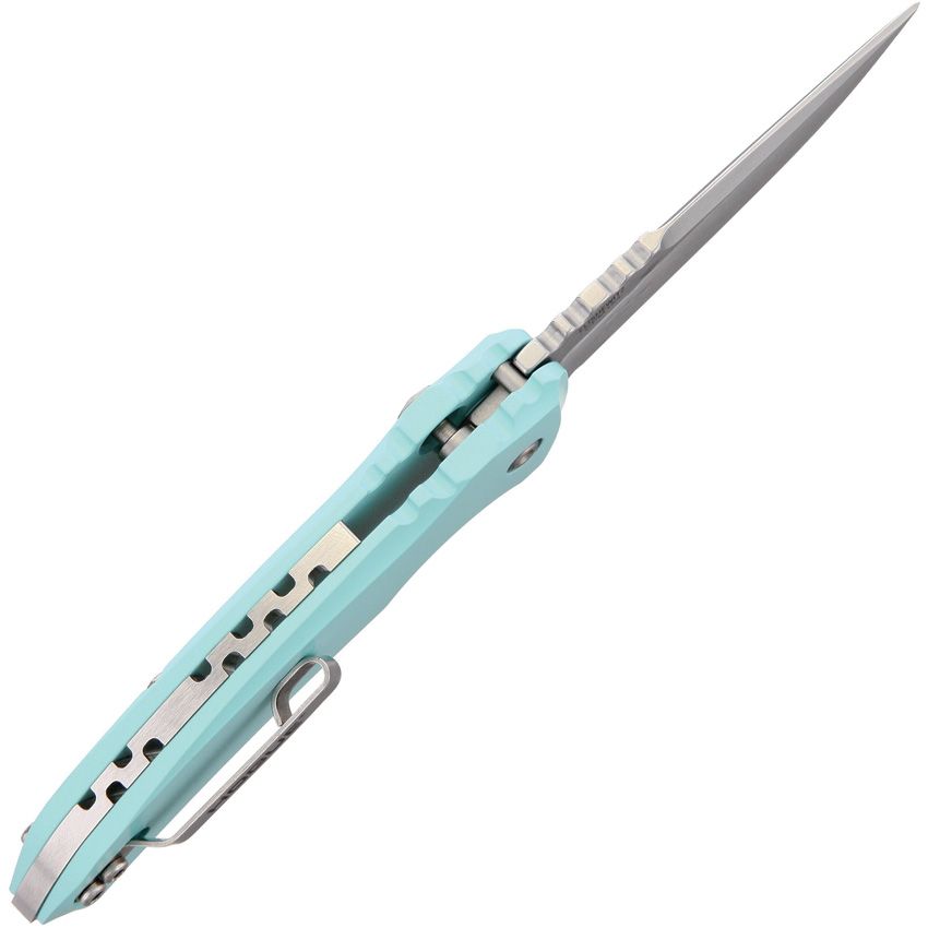 X1-Microflip, CPM-154 Stonewashed Blade, Aqua Aluminum Handle