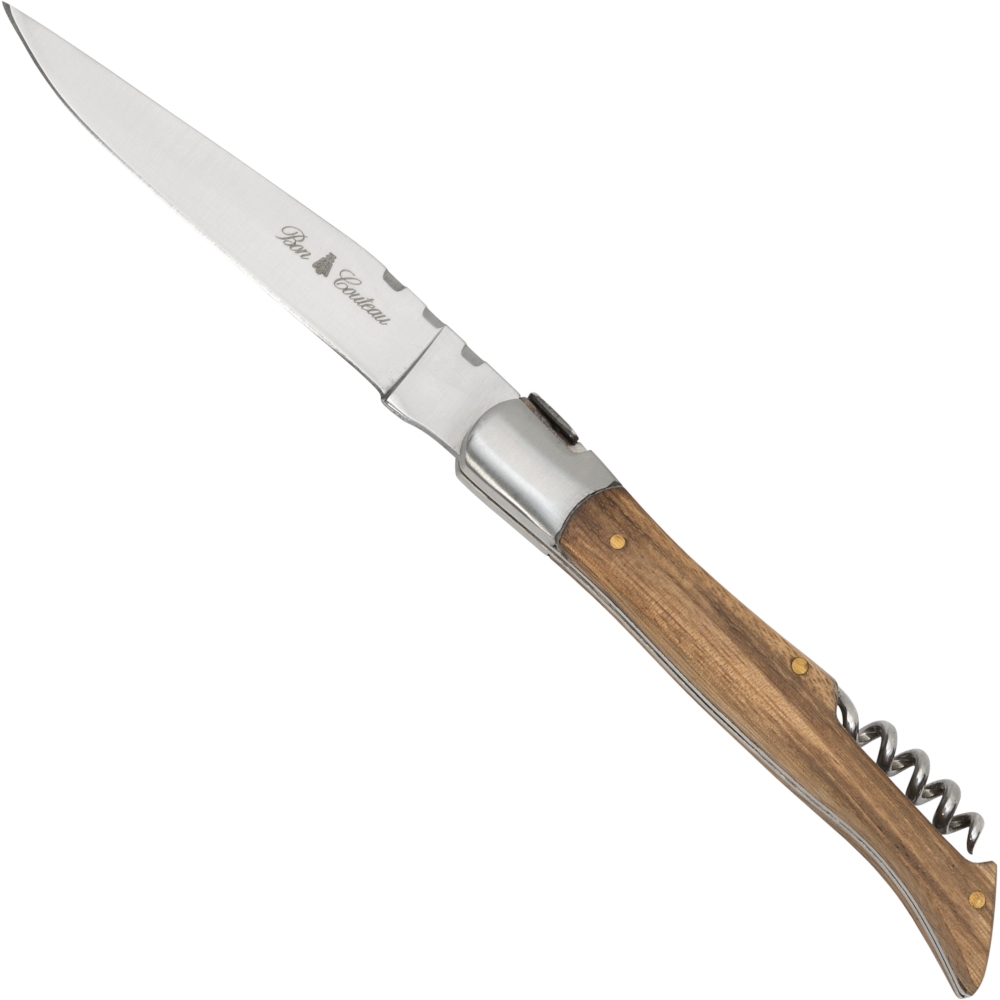 Pocket knife, zebra wood with corkscrew
