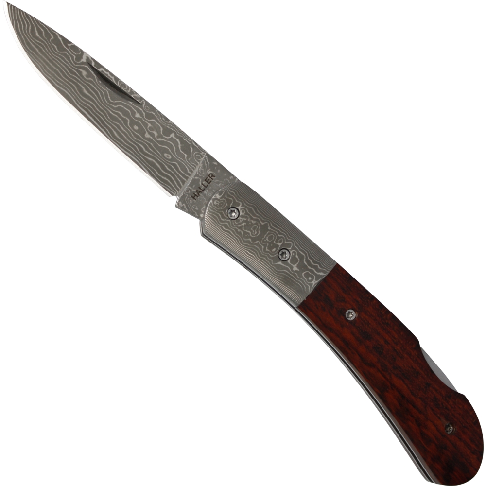 Damascus pocket knife snakewood