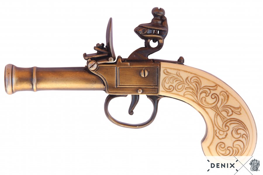 Flintlock pistol, brass colored Bunney London 1770/80