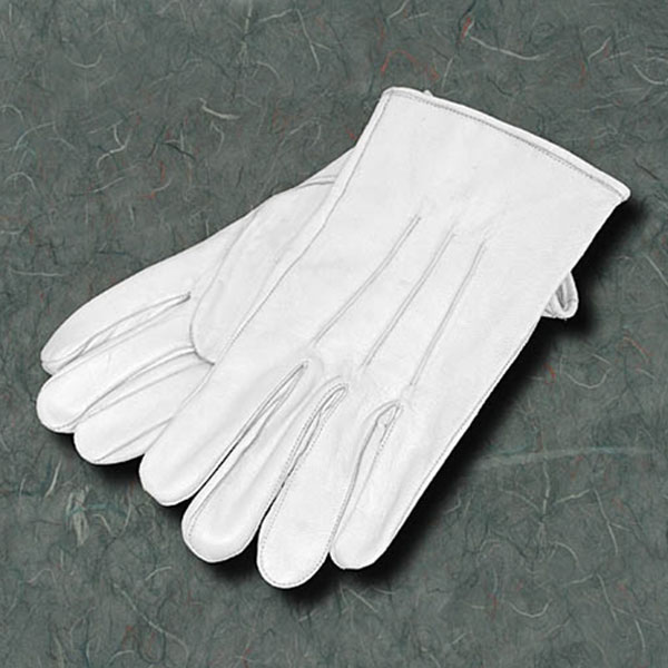 White Leather Gloves, Size L