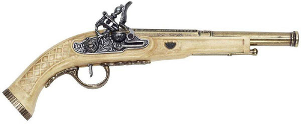Deko-Pistole mit weißem Griff, 30 cm