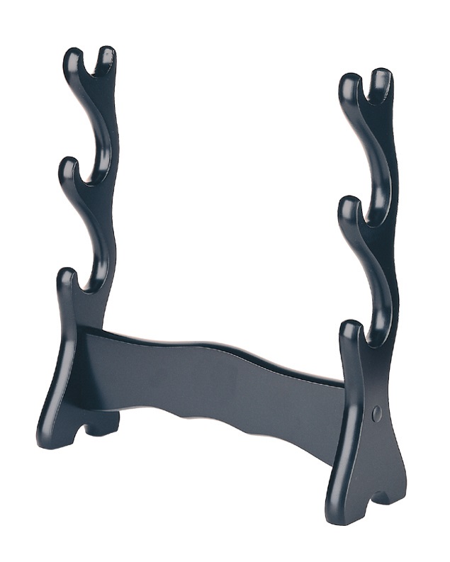 Sword stand made of wood, black for three swords 