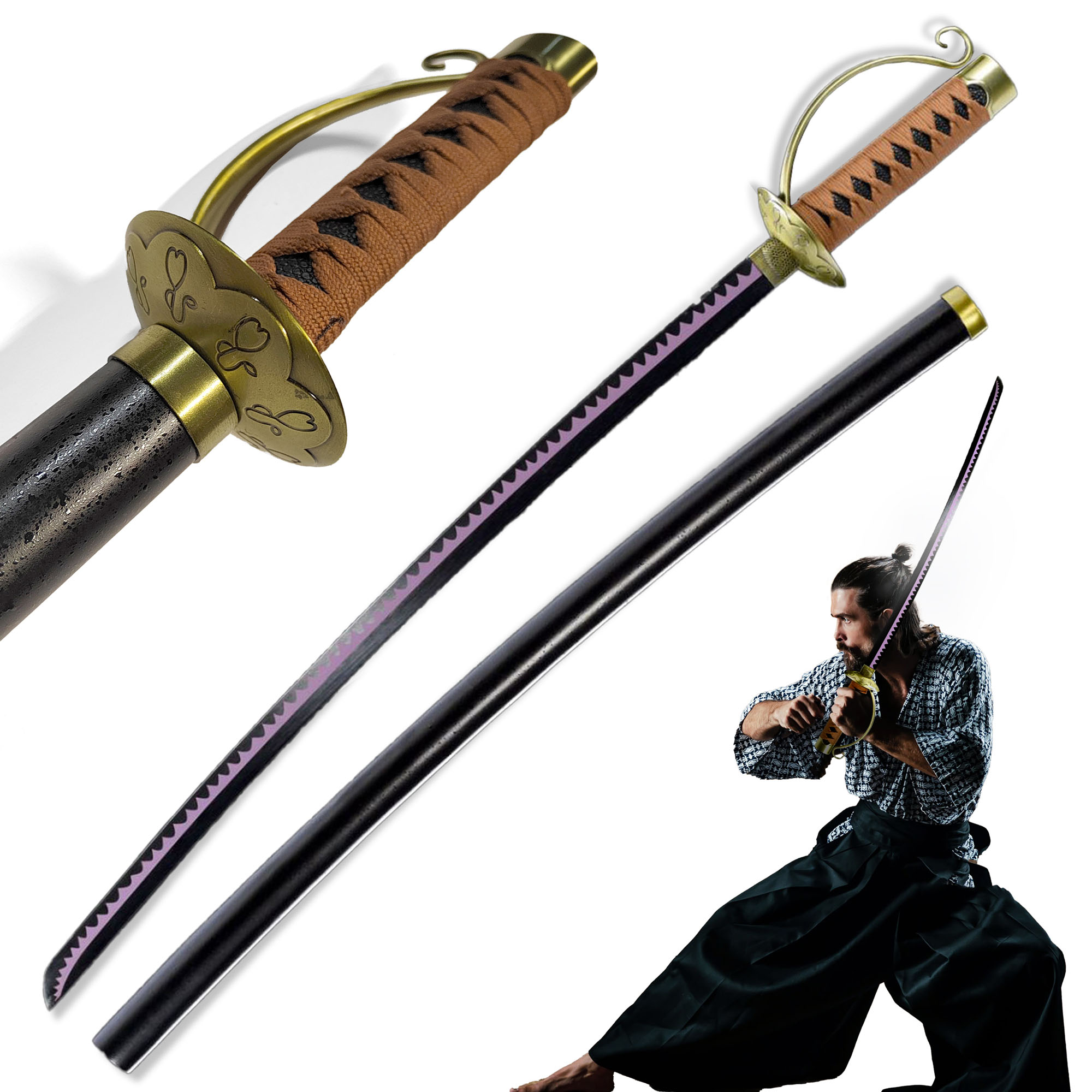One Piece - Gol D Roger -  Ace Sword with Sheath (Brown Handle)
