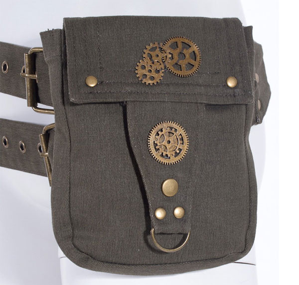 Steampunk Bag with Belt, green