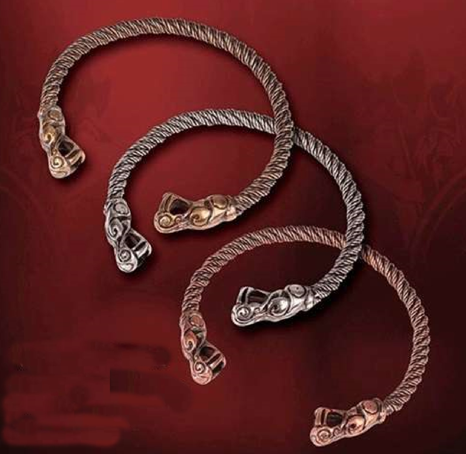 Wikinger Drachen Torque Halskette, Silber