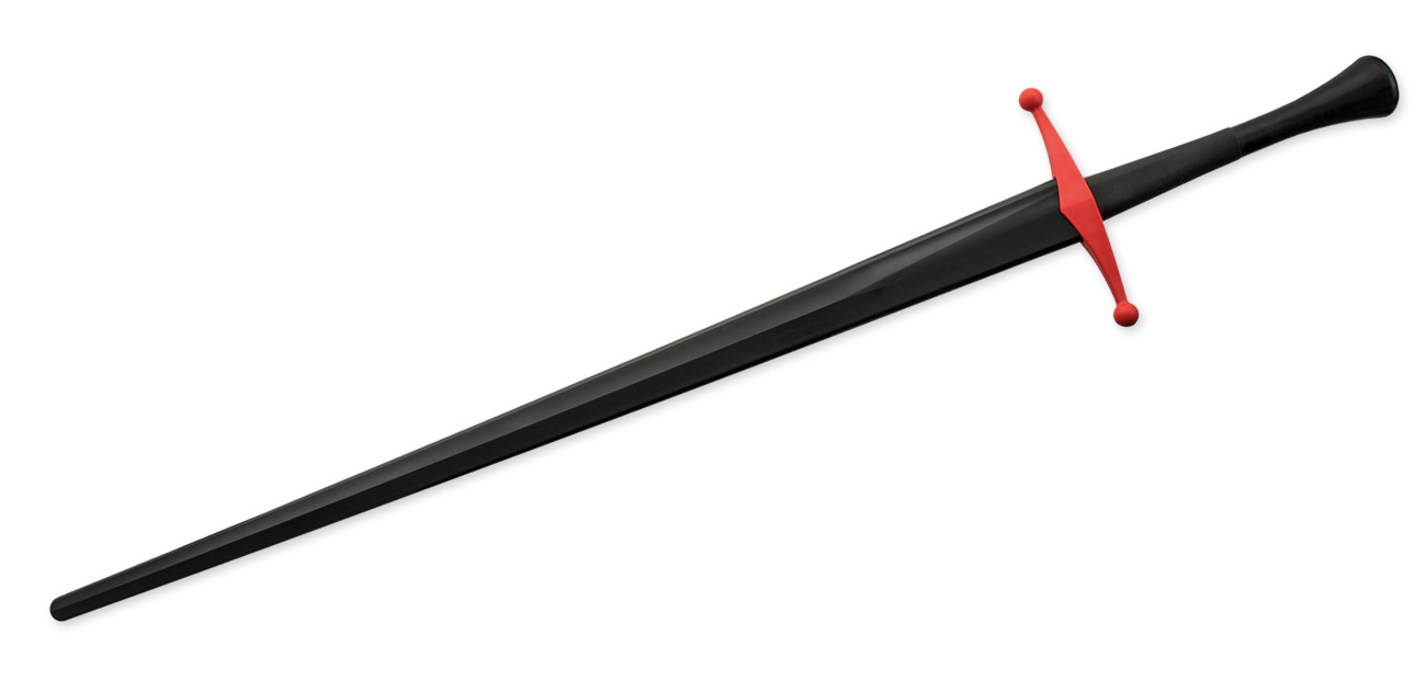 Synthetisches Bastard-Sparringschwert – schwarze Klinge mit roter Parierstange