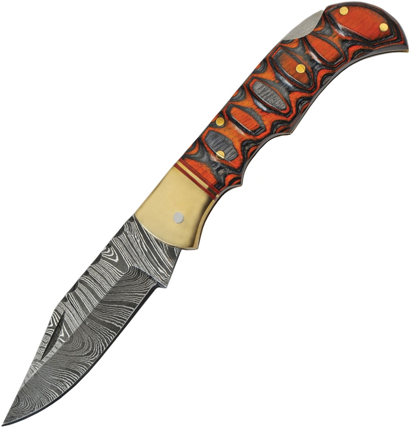 Twisted Wood Damascus Knife