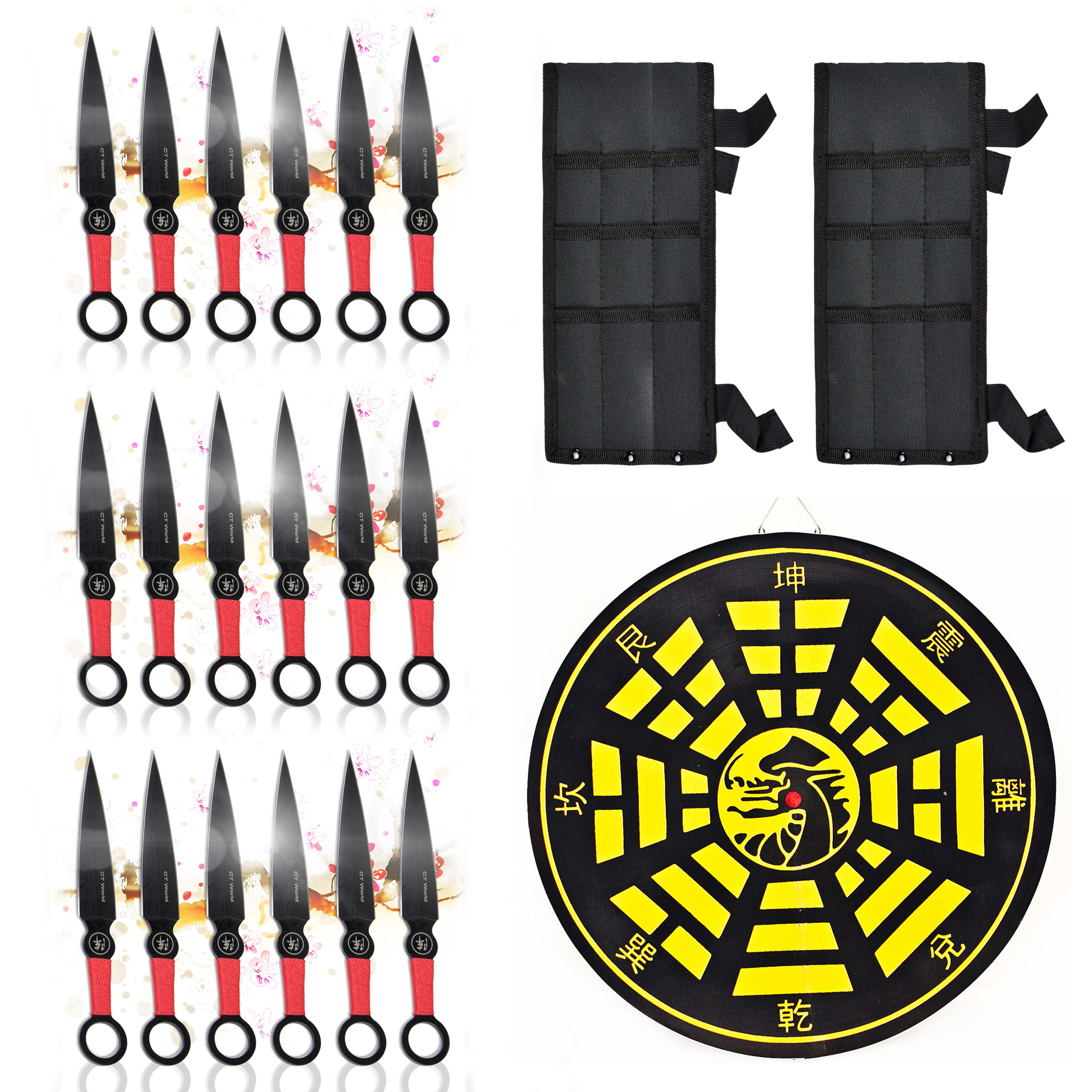18-piece throwing knife set with target