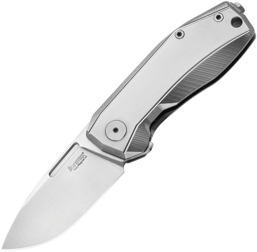 Nano Knife, CPM-MagnaCut Satin Drop Point Blade, Gray titanium handle