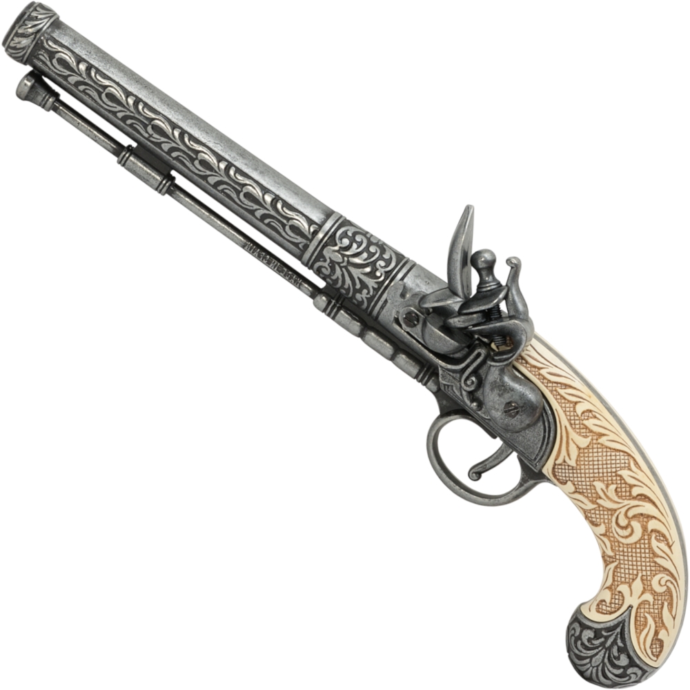 Decorative pistol with white handle