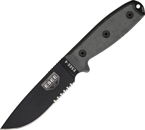 Esee Model 4 Part Serrated with sheath, black