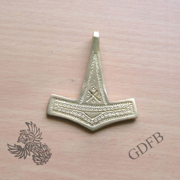 Thorhammer Pendant from brass, 5 x 4,5 cm