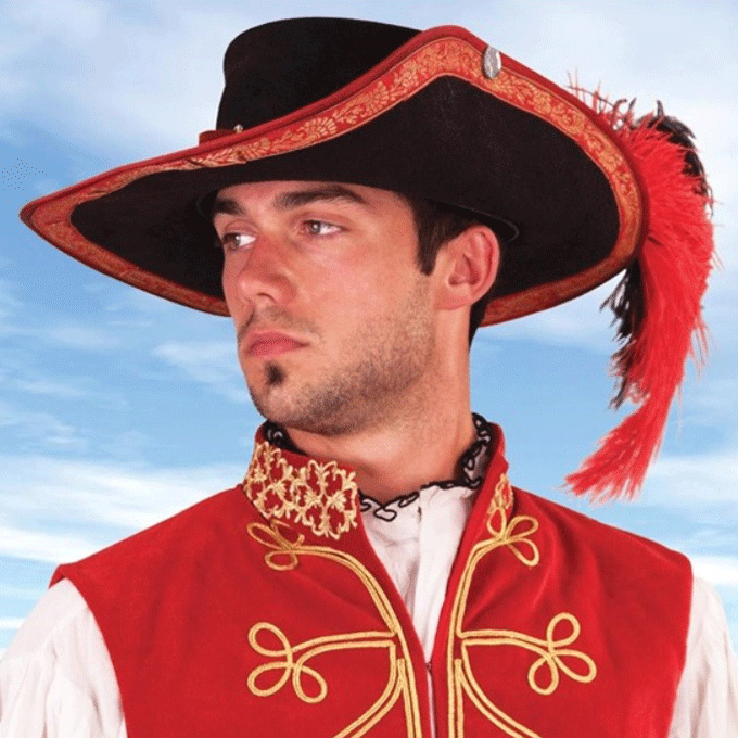 Musketeer Hat - red - S/M