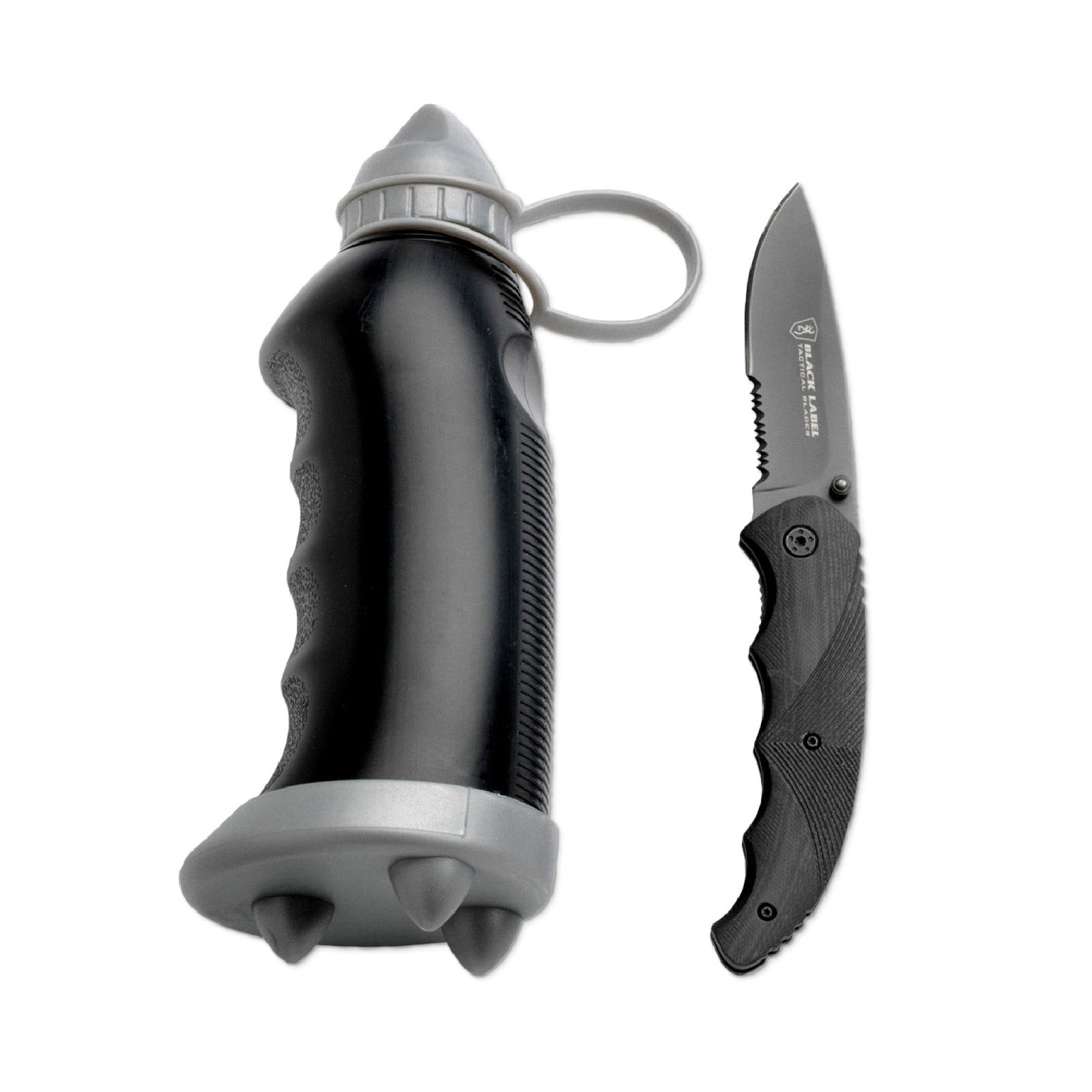 Aquaforce Tactical Set, Einhandmesser und Wasserflasche, perfekt für Survival und alle Outdooraktivitäten