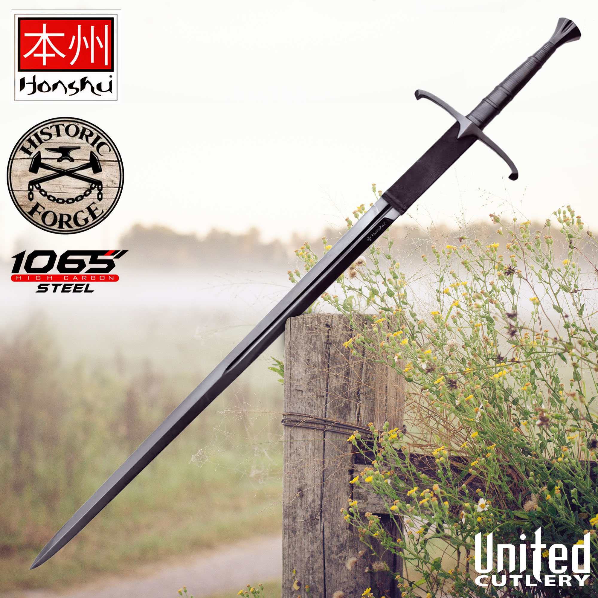 Honshu Historic Black Claymore Sword with Sheath