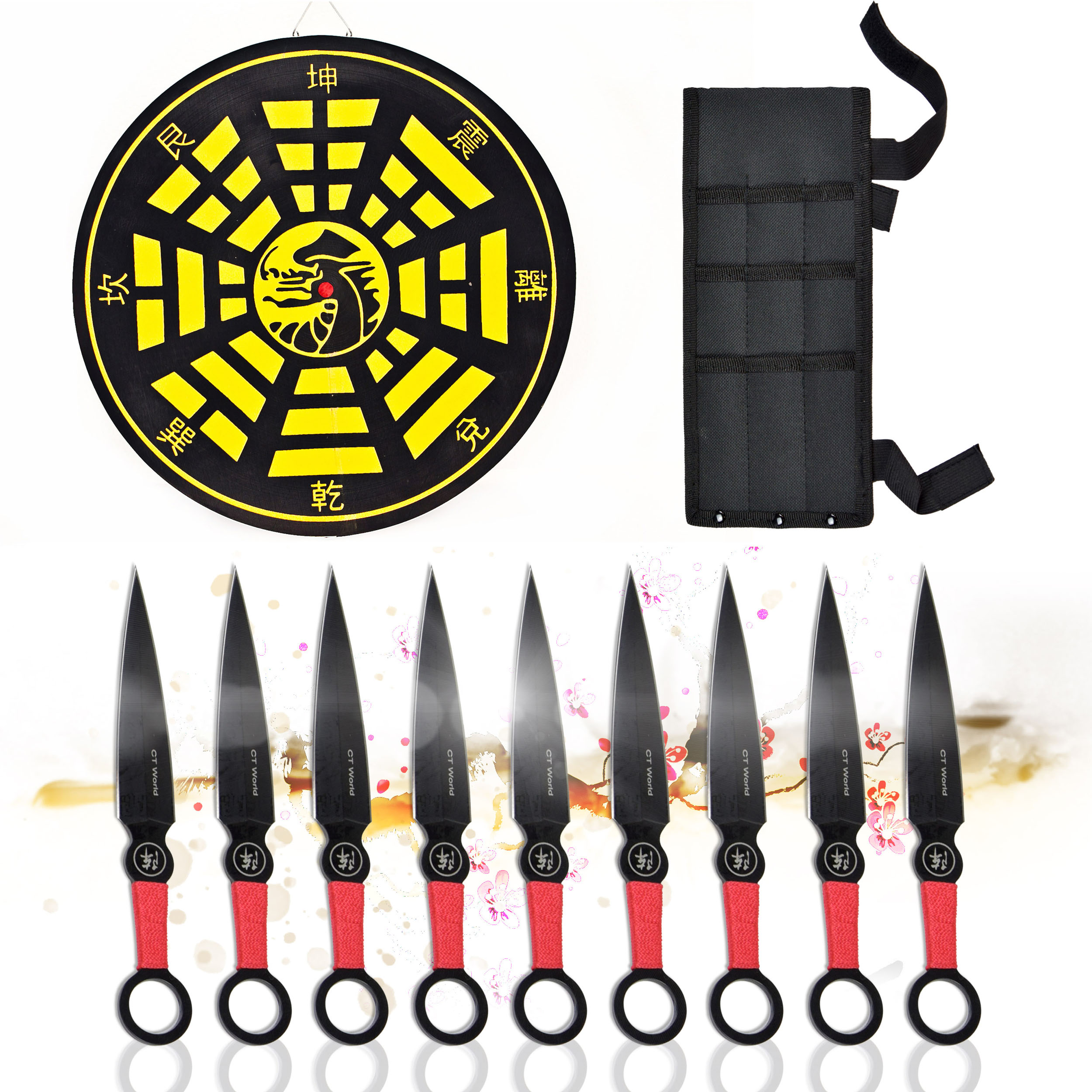 9 teiliges Wurfmesser Set mit Zielscheibe