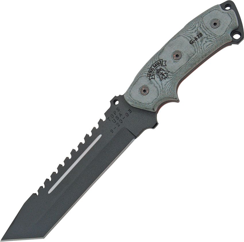 Steel Eagle Sawback Knife, Tanto Point Blade