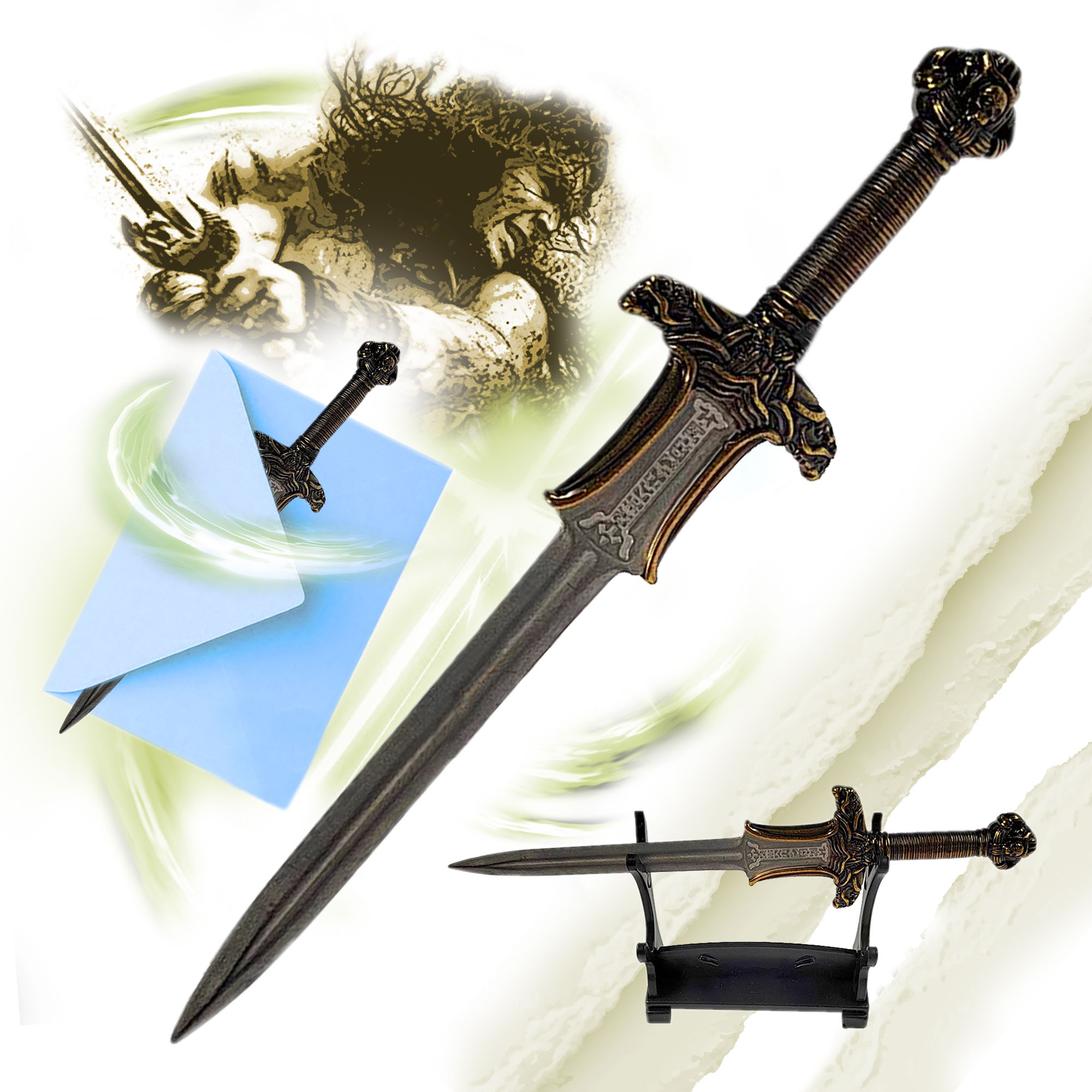 Conan Miniatur Atlantean Schwert Brieföffner mit Ständer