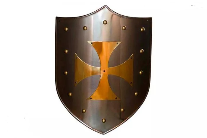 Templar Cross - brass shield 