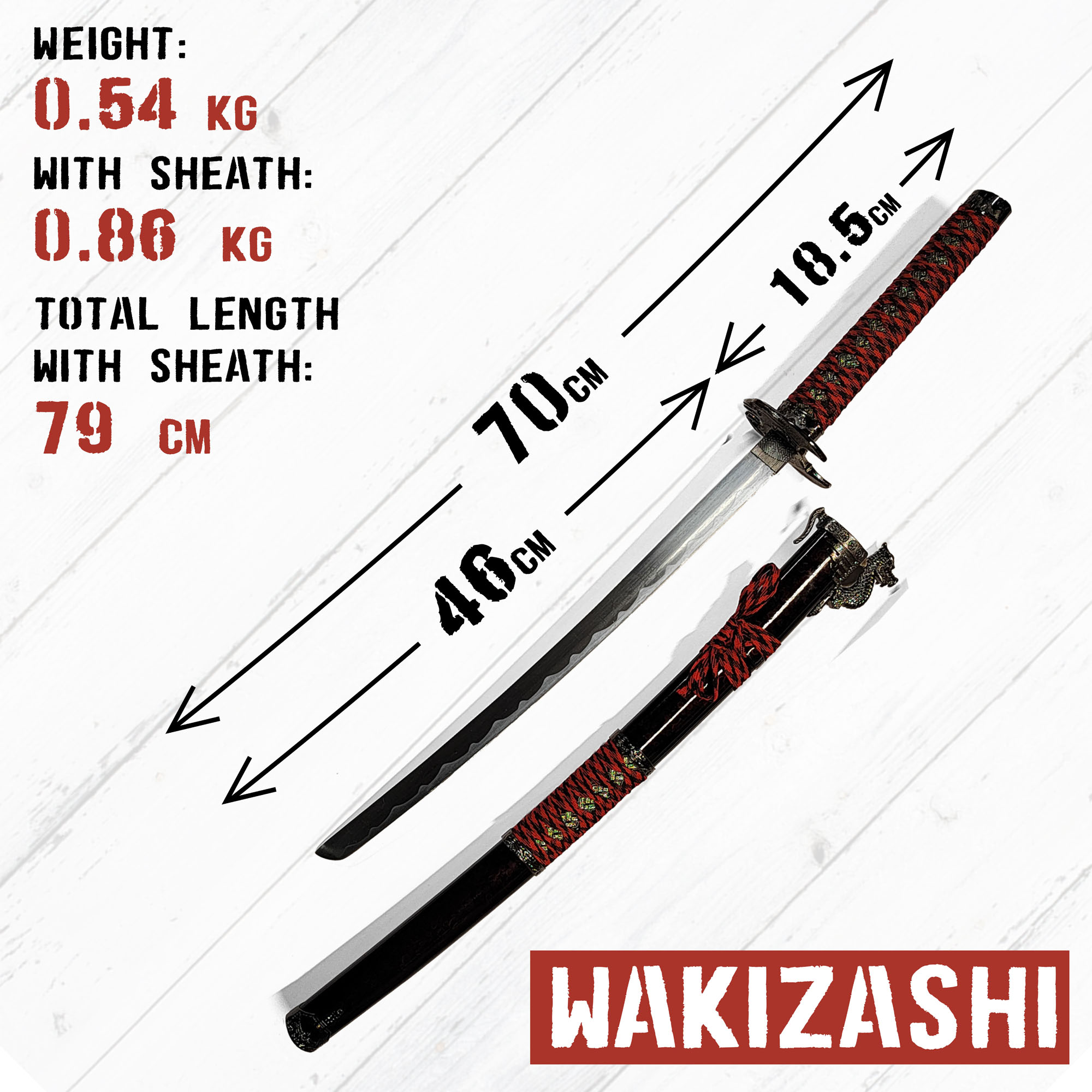 Samurai Schwert 3er Set mit Ständer - Drache (Katana, Wakizashi und Tanto)