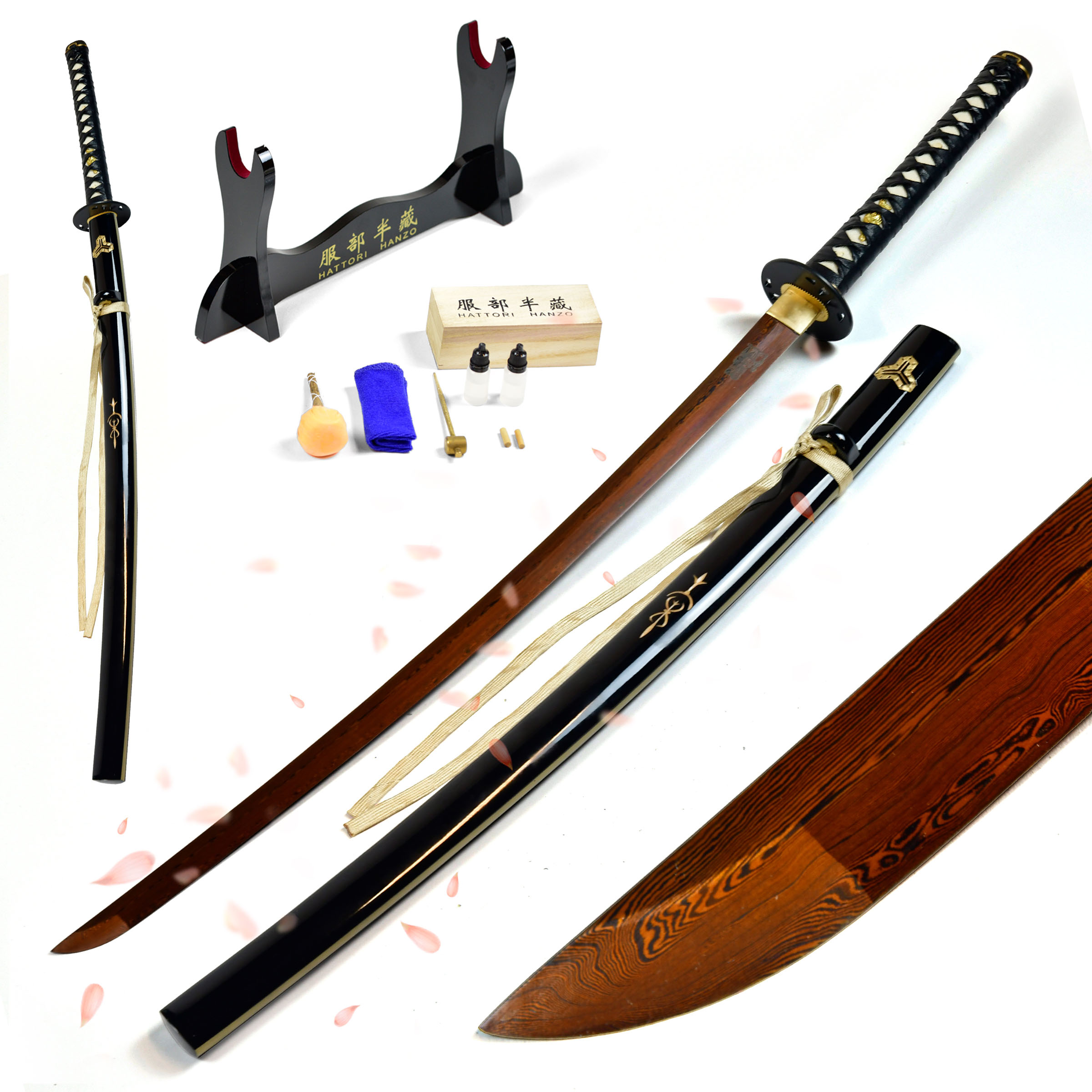 Kill Bill - Hattori Hanzo sword - handforged & folded, Set - Blood Damascus Edition