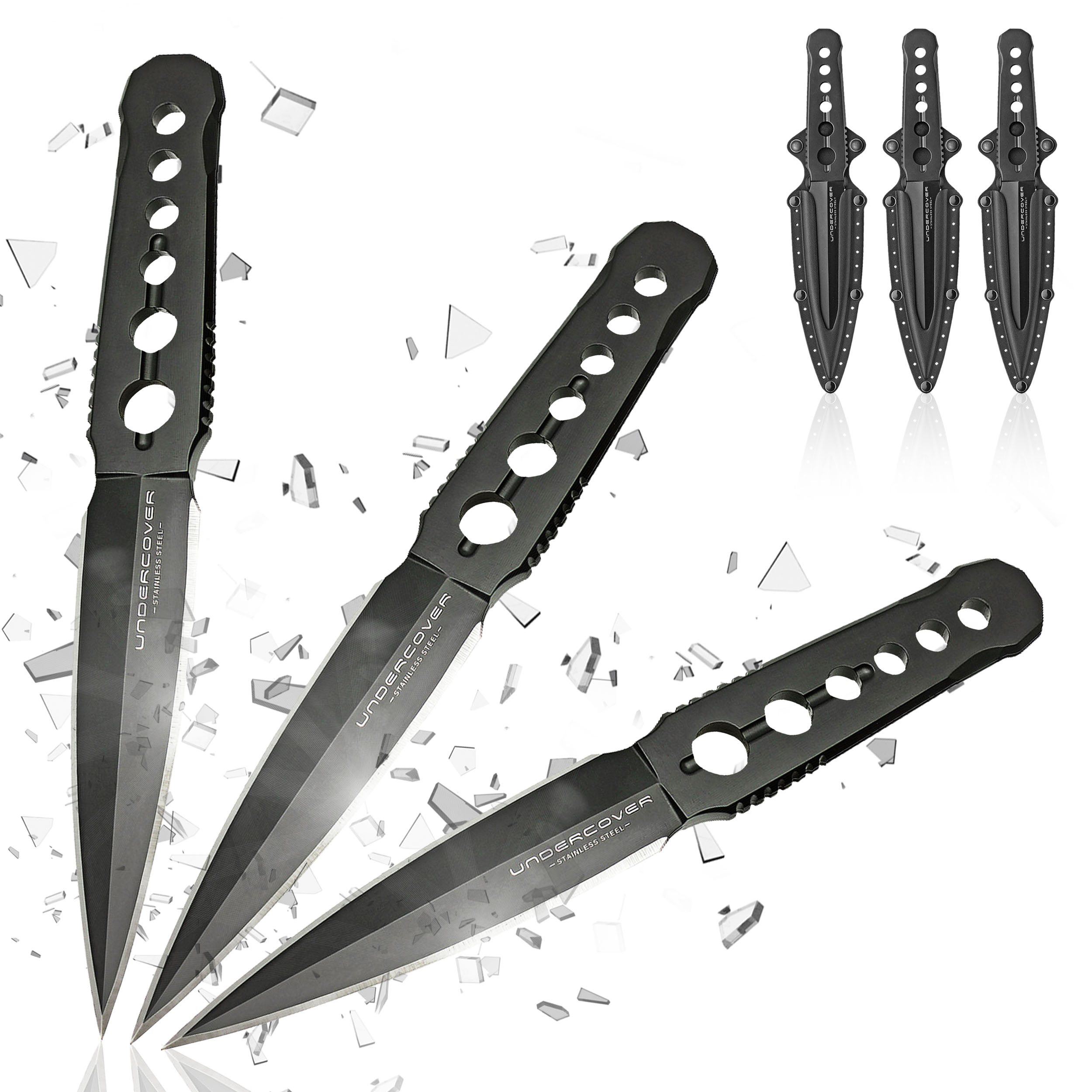 Three Undercover CIA Stinger Knives with Sheath Bundle