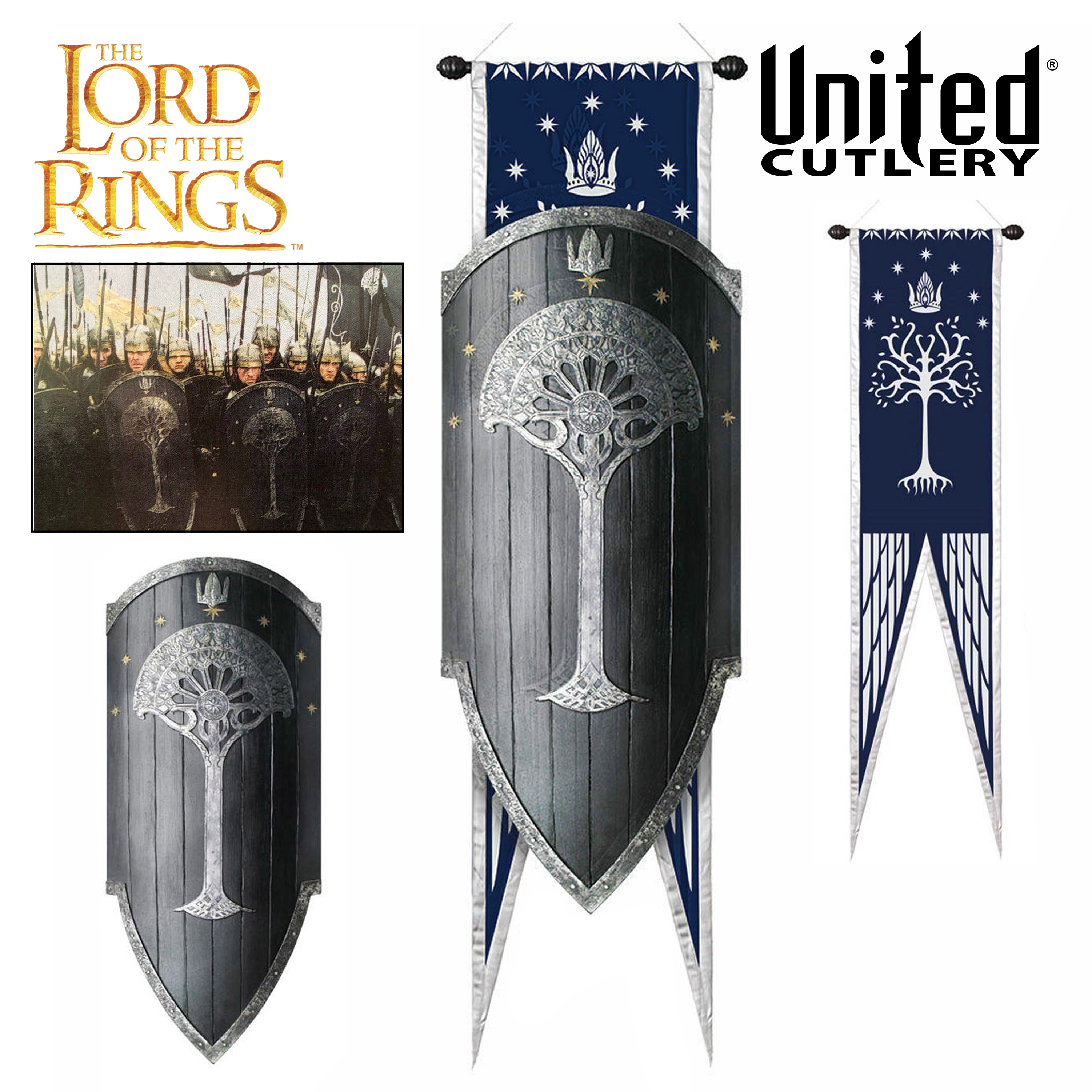 Der Herr der Ringe - Schild von Gondor mit Flagge - Limited Edition