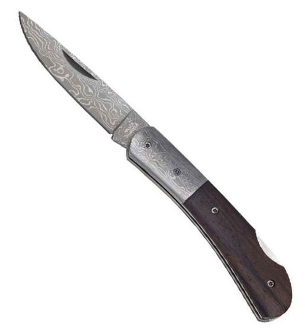 Damast-Taschenmesser mit Ebenholzgriff, 7 cm