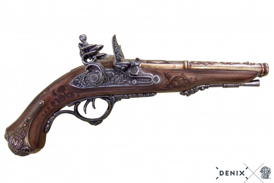 Flintlock pistol double barrel France Gribeauval