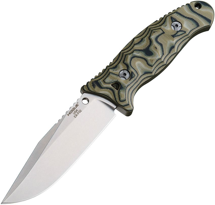 EX-F02, 154CM Stonewashed Clip Point Blade, Green G-Mascus Handle