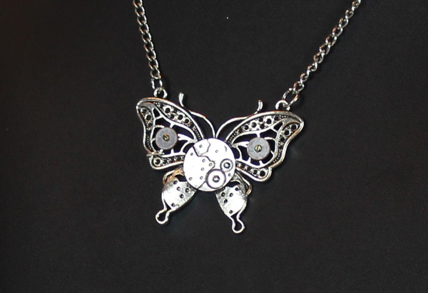 Steampunk Pendant with Necklace - Butterfly
