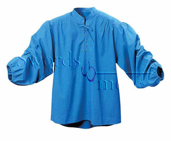 Historisches Baumwollhemd, blau, Größe S