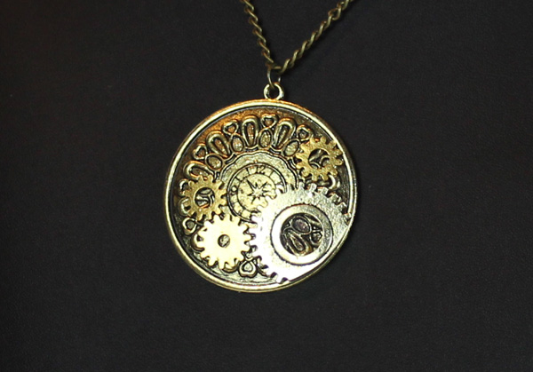 Steampunk Pendant with Necklace - Clock