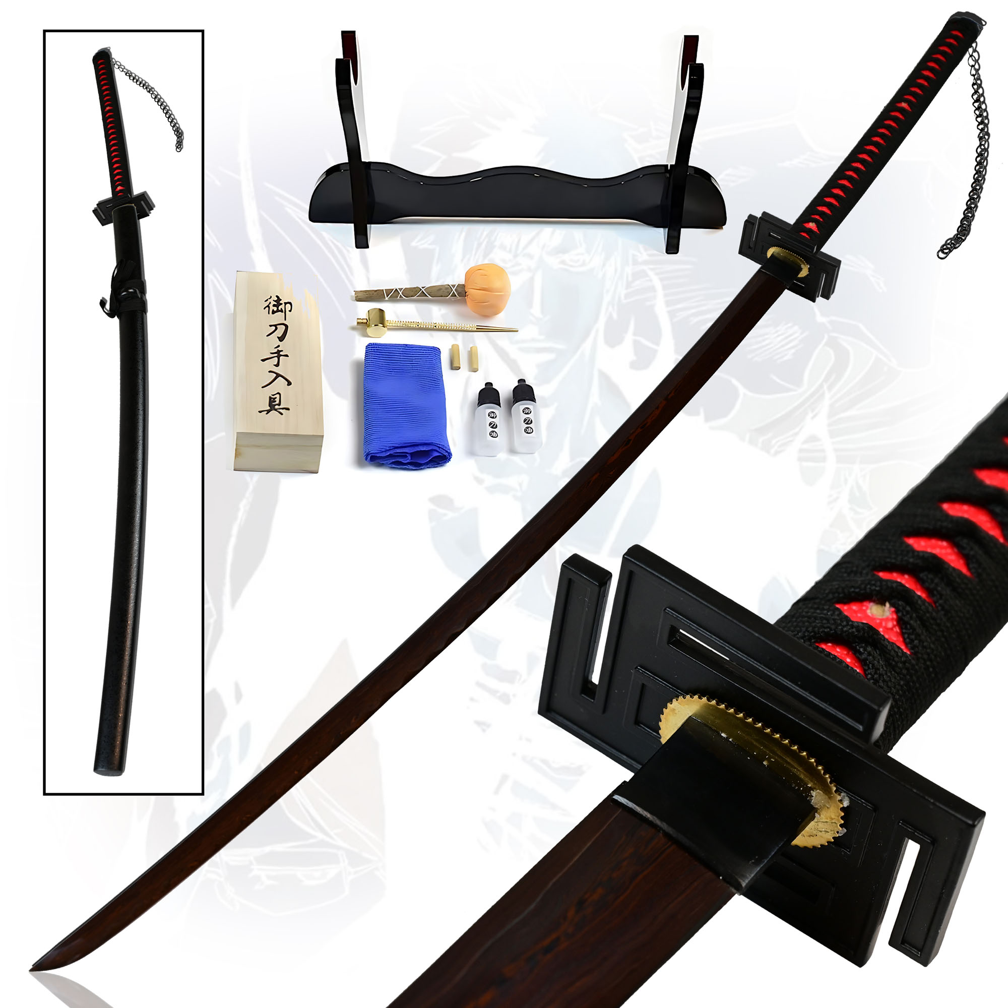 Bleach - Ichigo Kurosaki Sword - handforged and folded, set