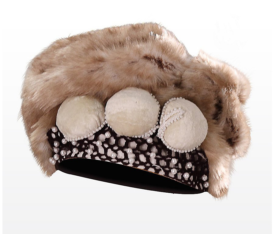 Anne Boleyn Fur Hat, Size L/XL