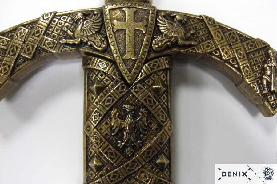 Templar sword red scabbard bronze, 12th century