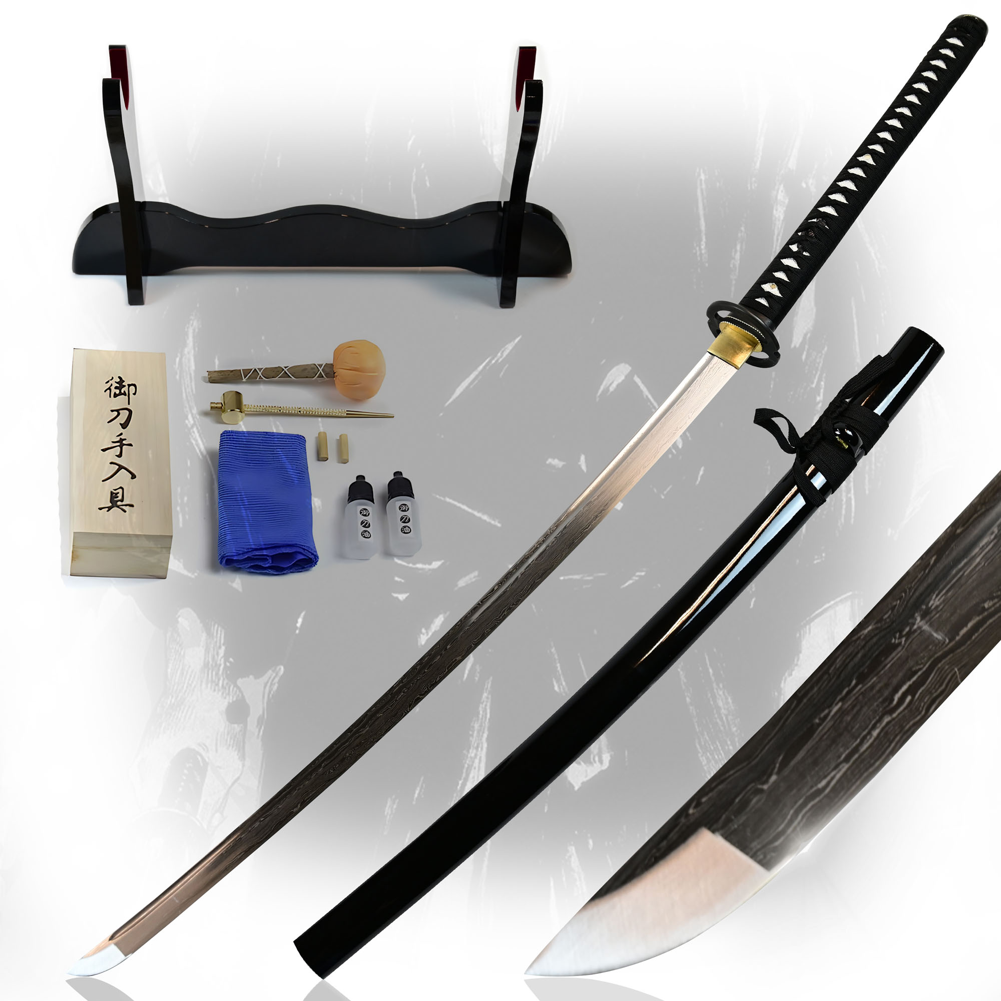 Miyamoto Musashi Katana, handforged and folded, Set